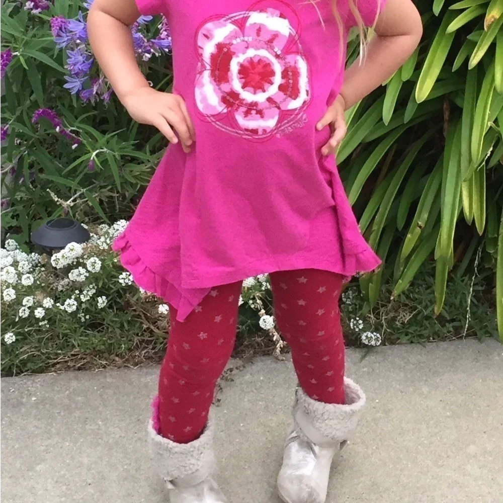 Naartjie Girls Short Sleeve Asymmetrical Tie Dye Tunic Fuchsia Size 6